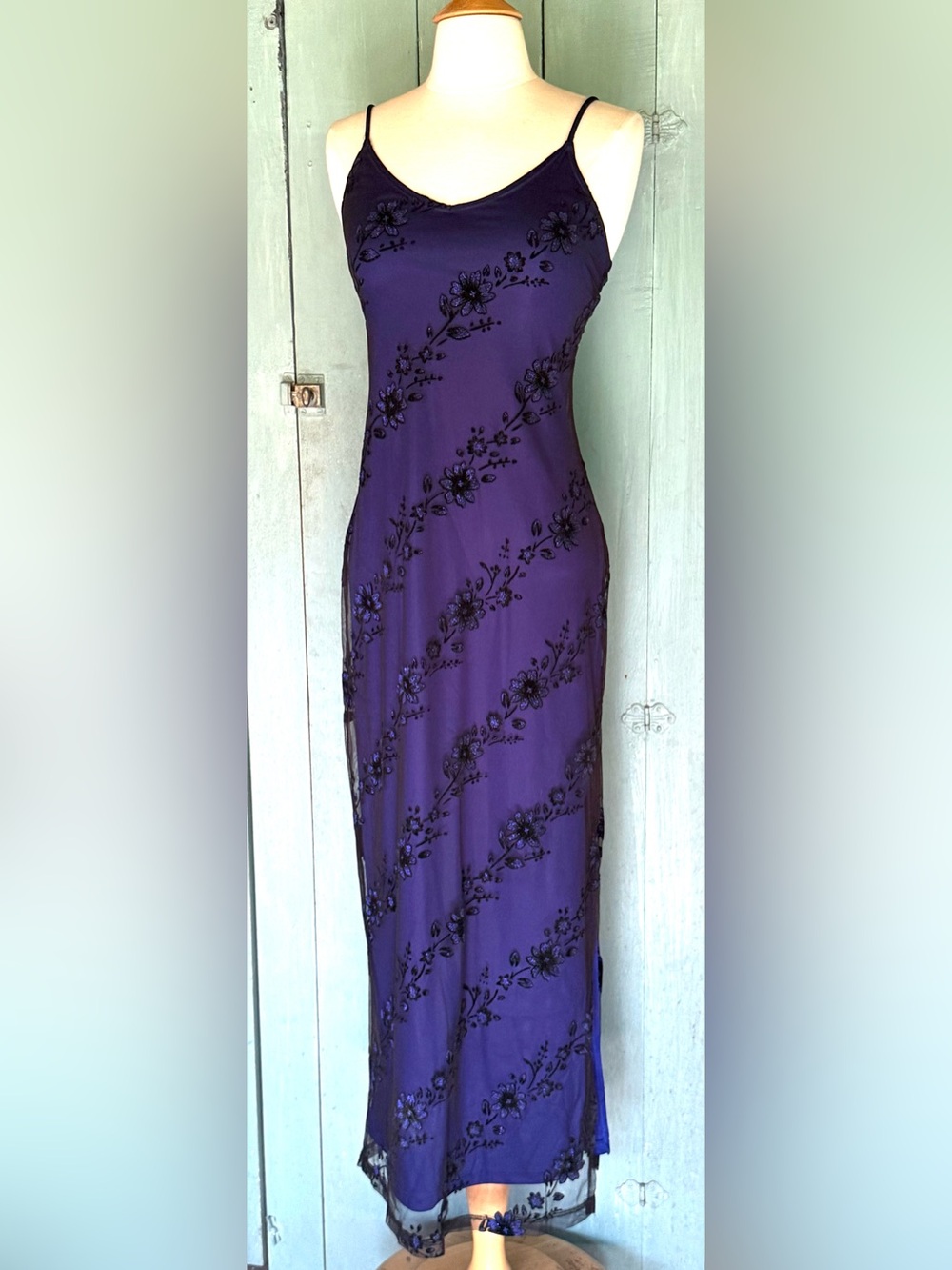 STATUS COLLECTION Bodycon Dress Spagheti Strap Maxi Formal Party Evening Mesh S